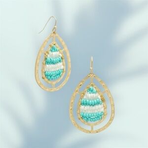 Elan Gold and Aqua Teardrop Earrings